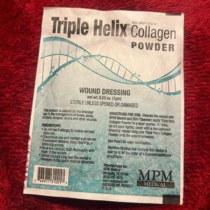 Triple Helix Collagen Powder  MPM Net WT 0.03 ( 1 gram Wound dressing lot of 3